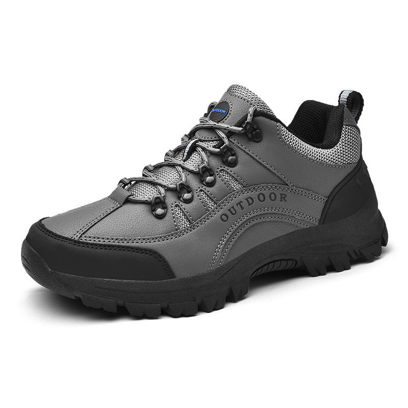 Men’s Leather Low-Top Hiking Shoes – Autumn & Winter Outdoor Sneakers