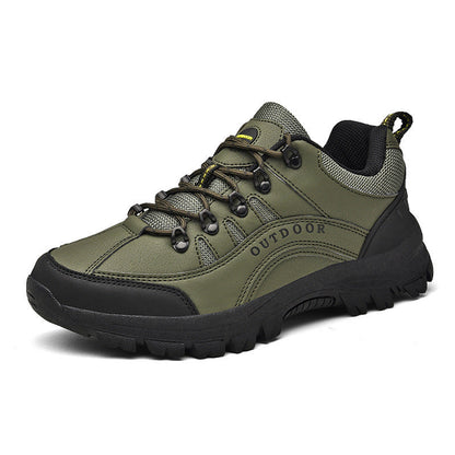 Men’s Leather Low-Top Hiking Shoes – Autumn & Winter Outdoor Sneakers