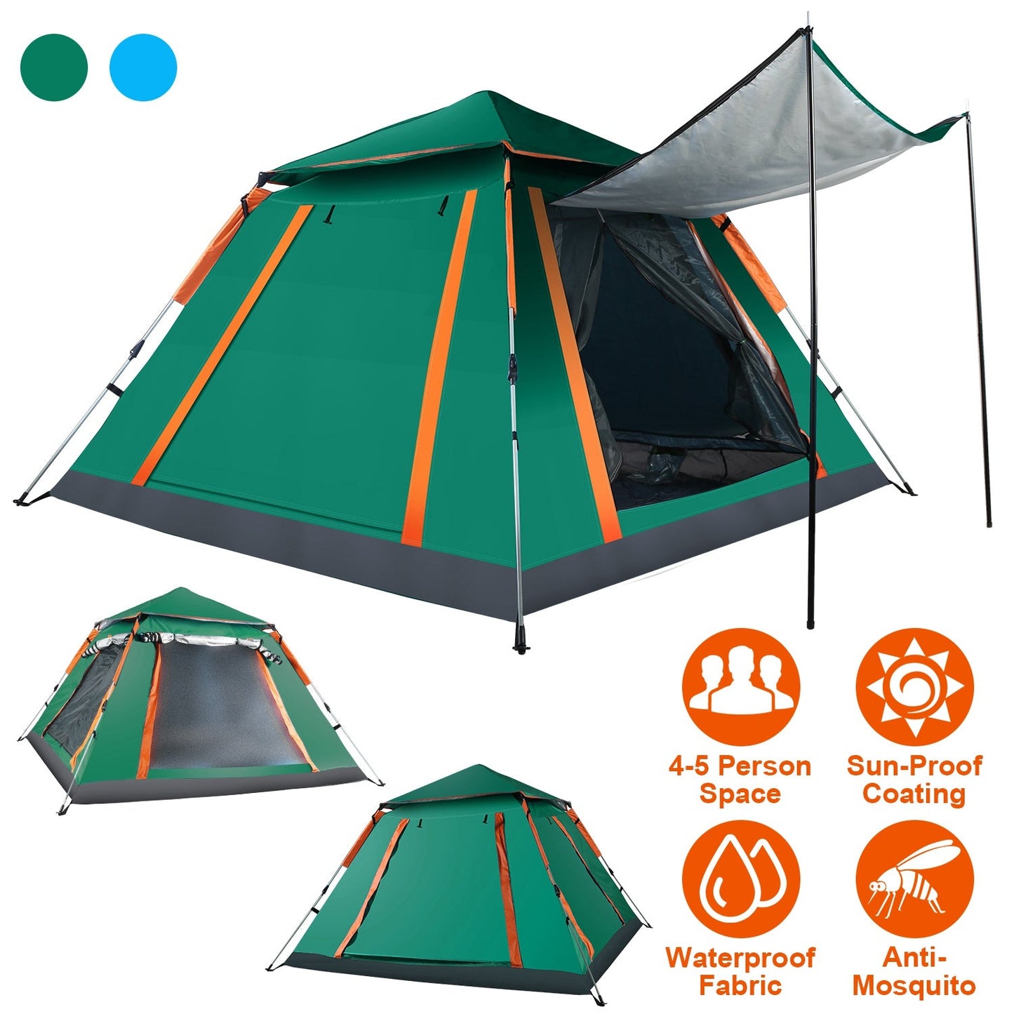 4–5 Person Waterproof Camping Tent – Foldable Outdoor Shelter