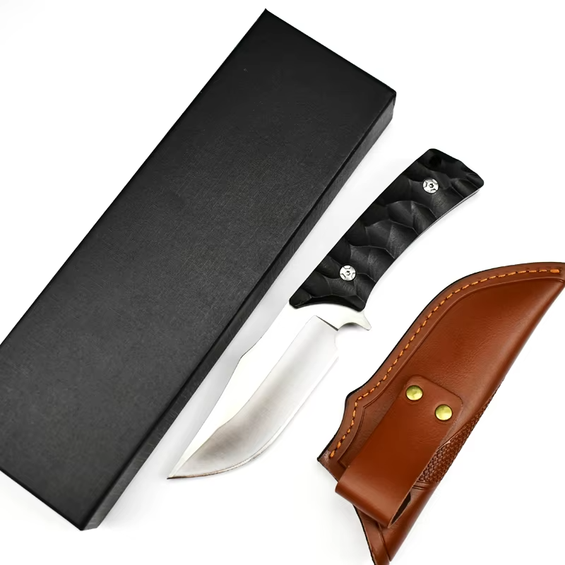 Fixed Blade Outdoor Utility Knife – D2 Steel with Wood Handle & Sheath