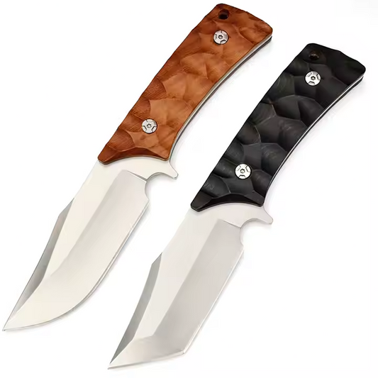 Fixed Blade Outdoor Utility Knife – D2 Steel with Wood Handle & Sheath