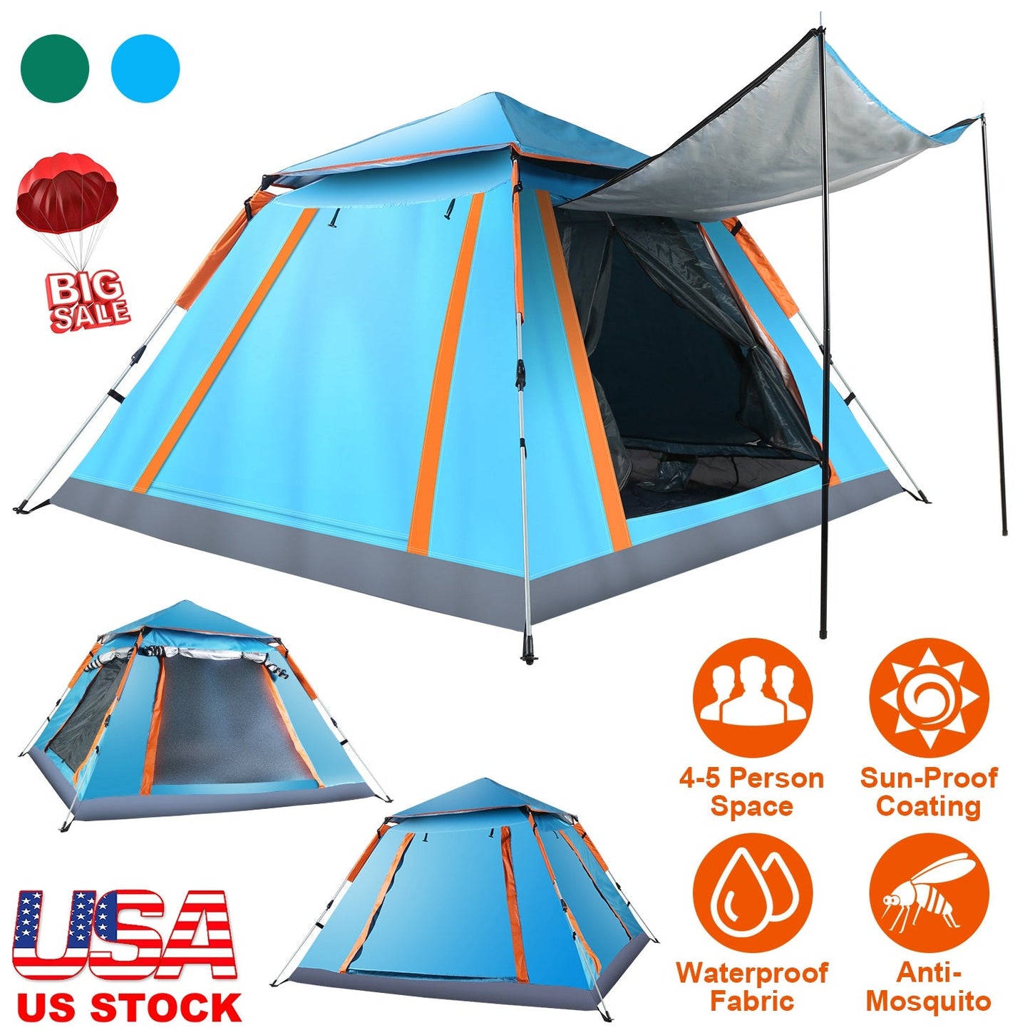 4–5 Person Waterproof Camping Tent – Foldable Outdoor Shelter