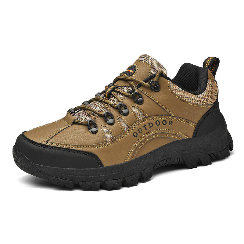 Men’s Leather Low-Top Hiking Shoes – Autumn & Winter Outdoor Sneakers