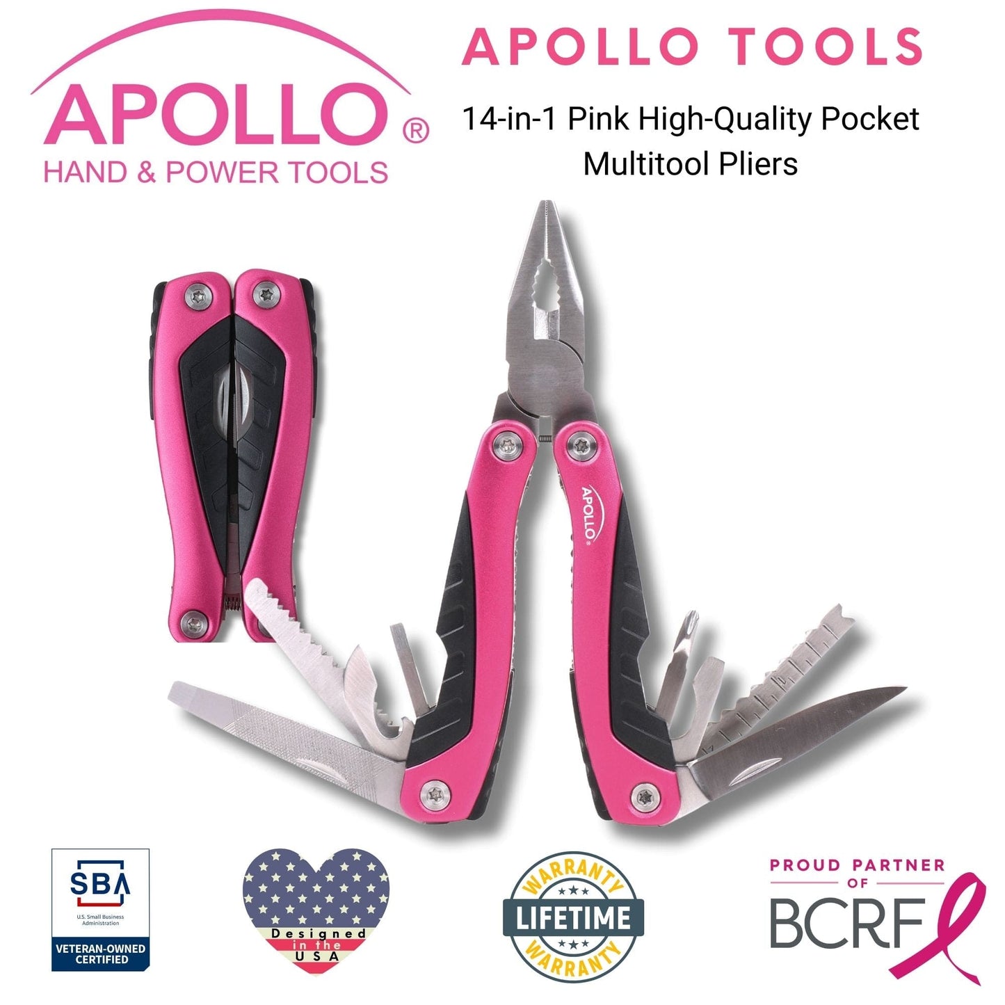 14-in-1 Pink Pocket Multitool Pliers – Camping & Outdoor Use