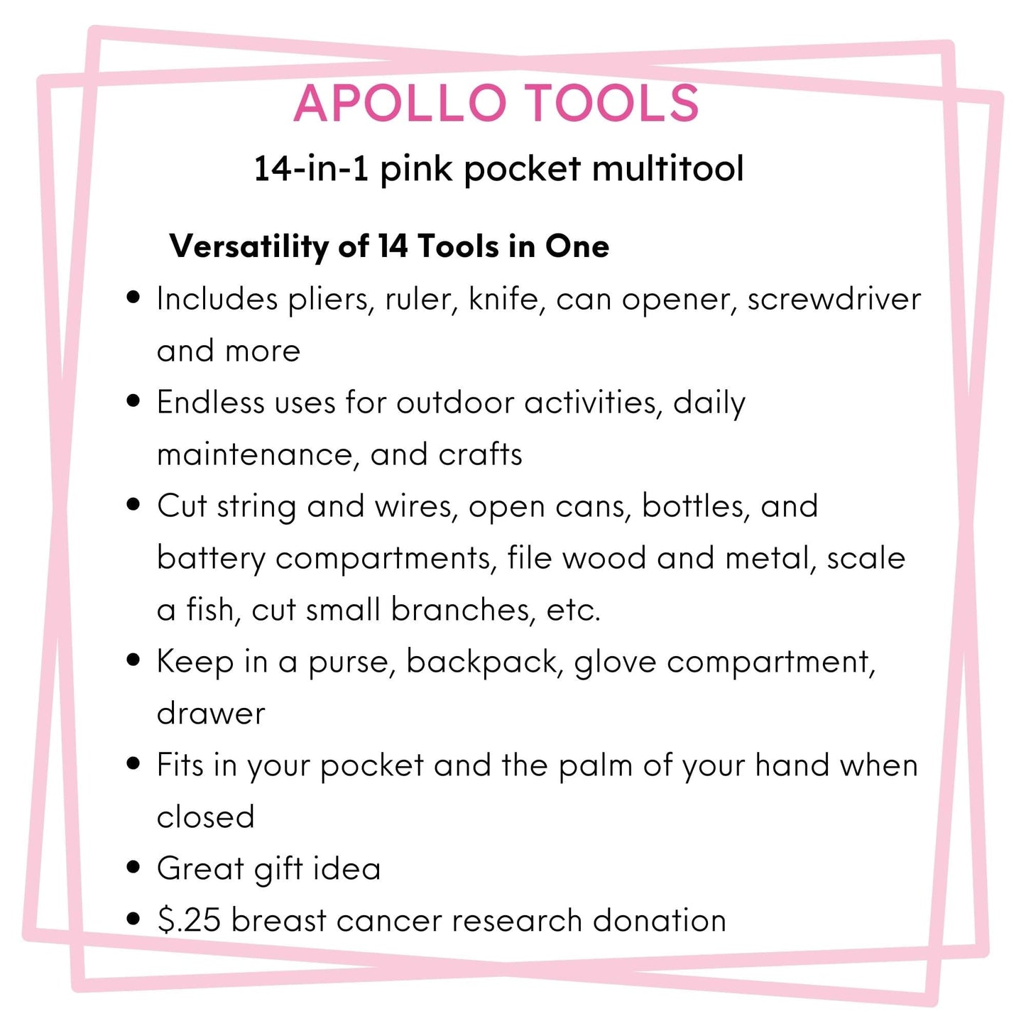 14-in-1 Pink Pocket Multitool Pliers – Camping & Outdoor Use