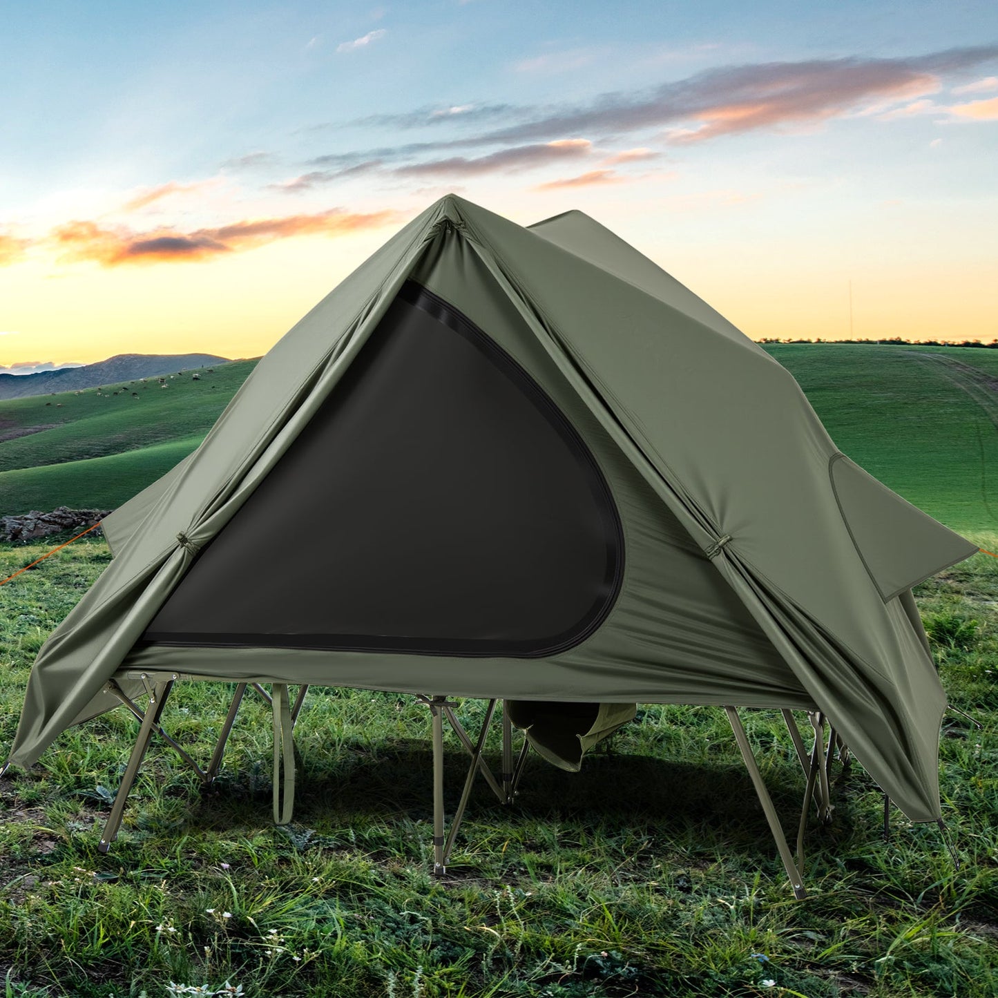 Foldable 2-Person Camping Cot Tent – Pop-Up Shelter with Wheeled Bag