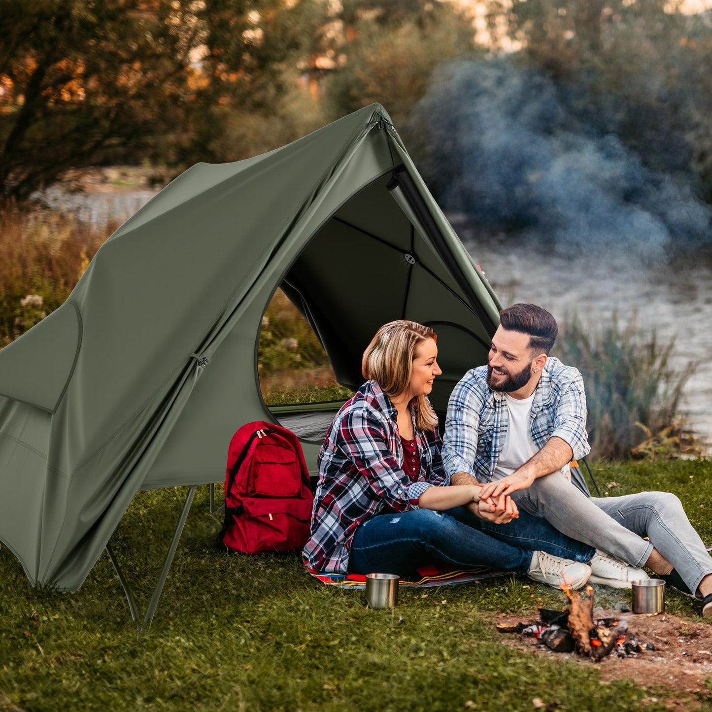 Foldable 2-Person Camping Cot Tent – Pop-Up Shelter with Wheeled Bag