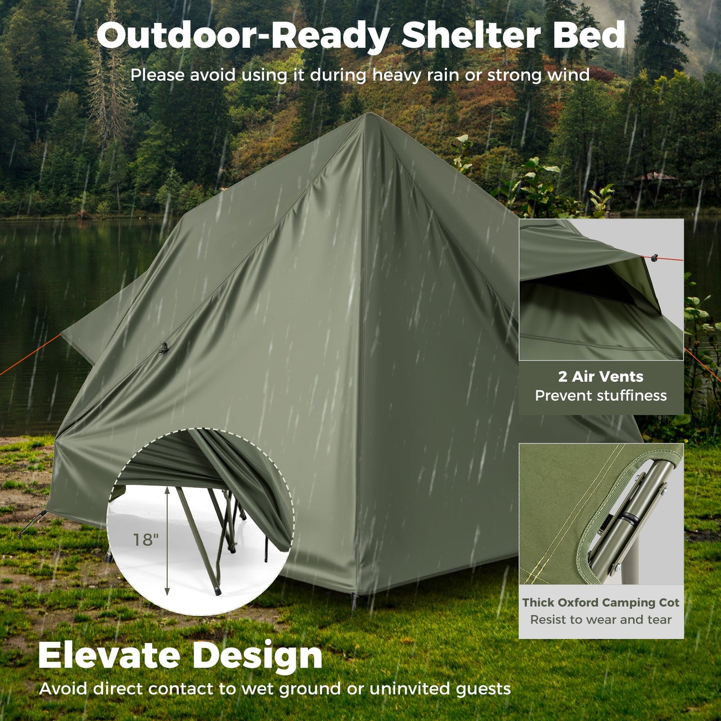 Foldable 2-Person Camping Cot Tent – Pop-Up Shelter with Wheeled Bag