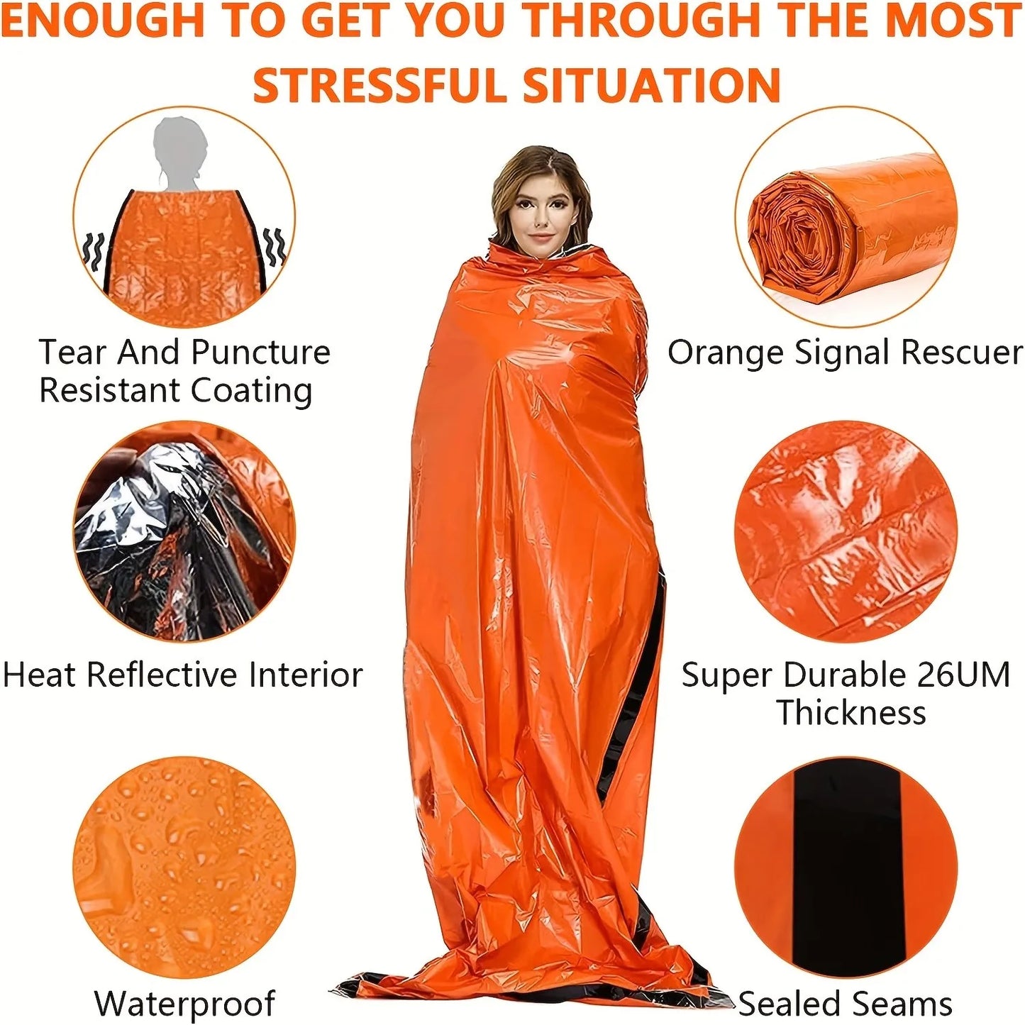Portable Waterproof Emergency Survival Sleeping Bag – Thermal Mylar Blanket