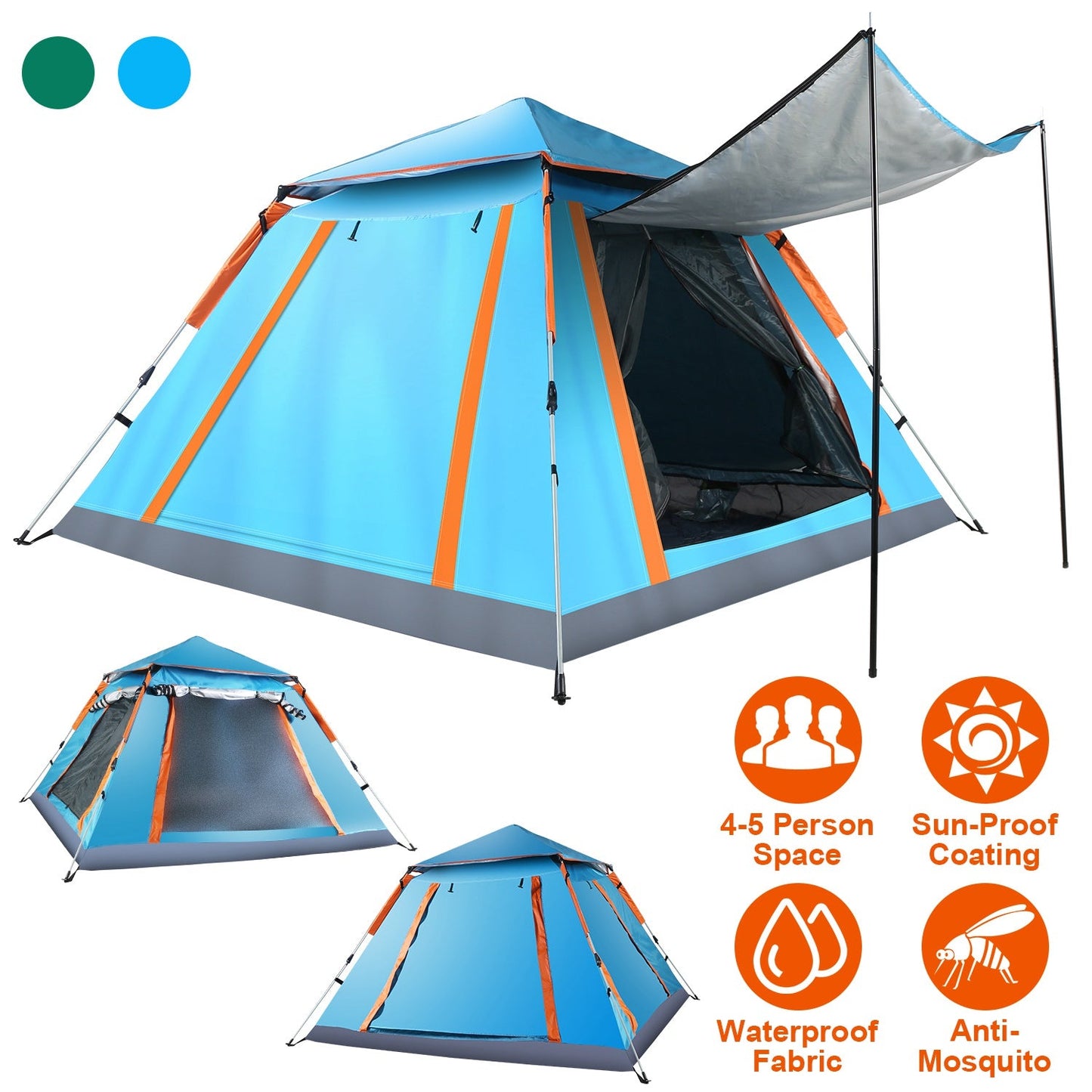 4–5 Person Waterproof Camping Tent – Foldable Outdoor Shelter