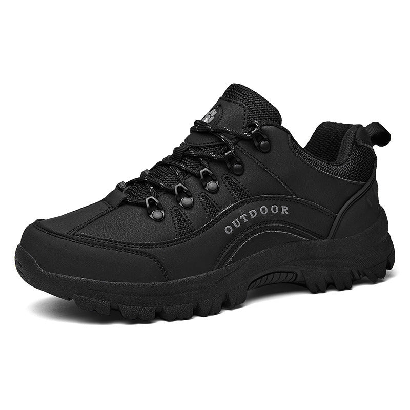 Men’s Leather Low-Top Hiking Shoes – Autumn & Winter Outdoor Sneakers