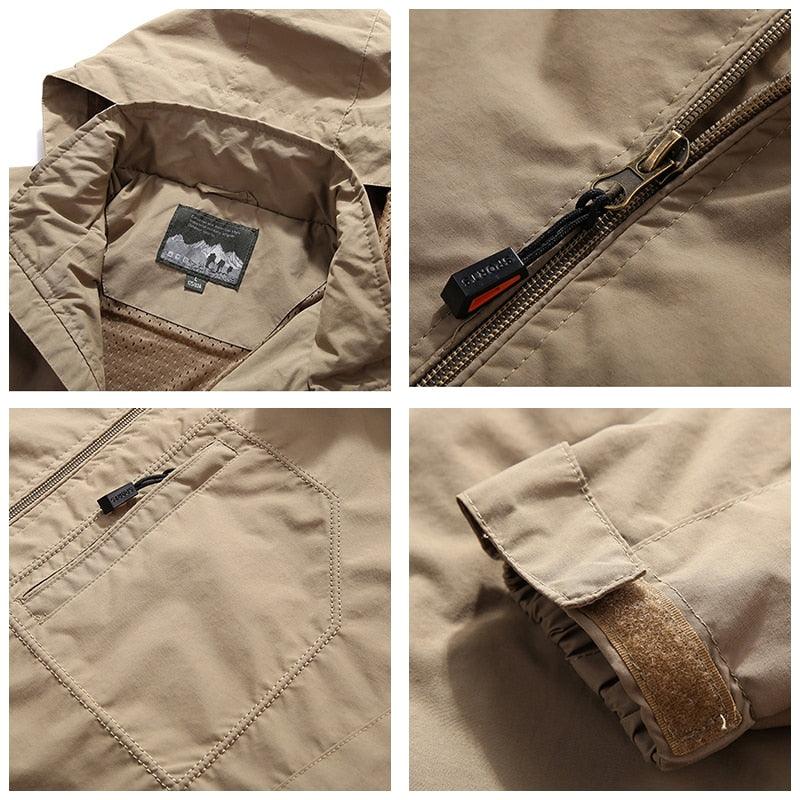Men’s Waterproof Hooded Windbreaker Jacket – Lightweight Outdoor Hiking Coat