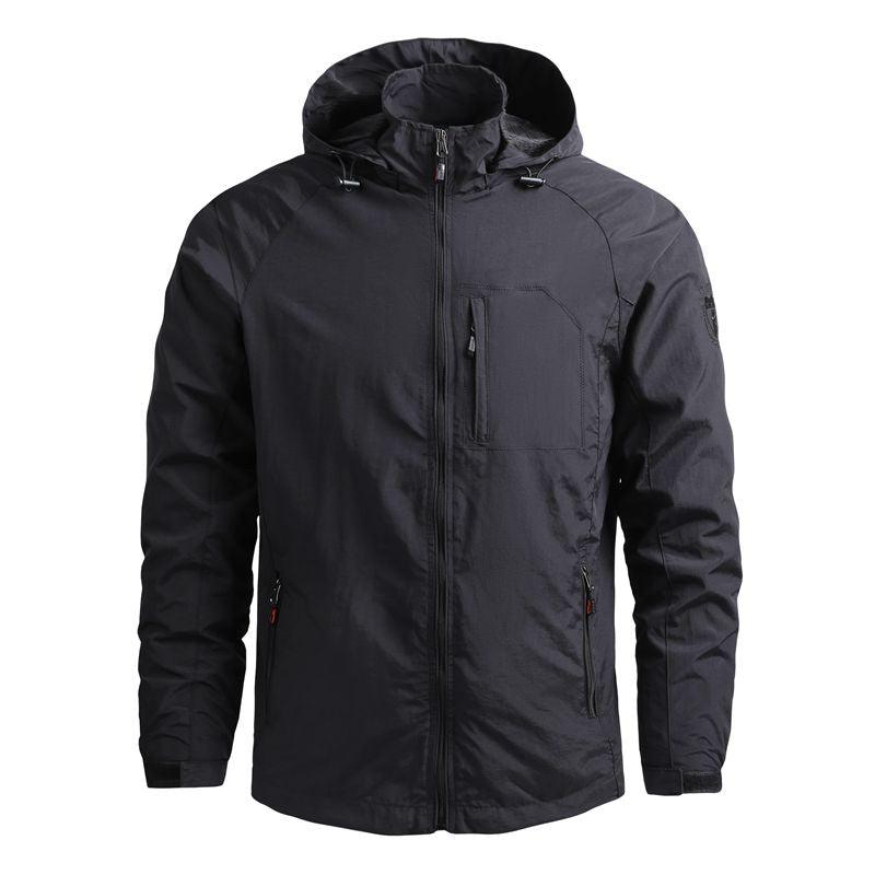 Men’s Waterproof Hooded Windbreaker Jacket – Lightweight Outdoor Hiking Coat