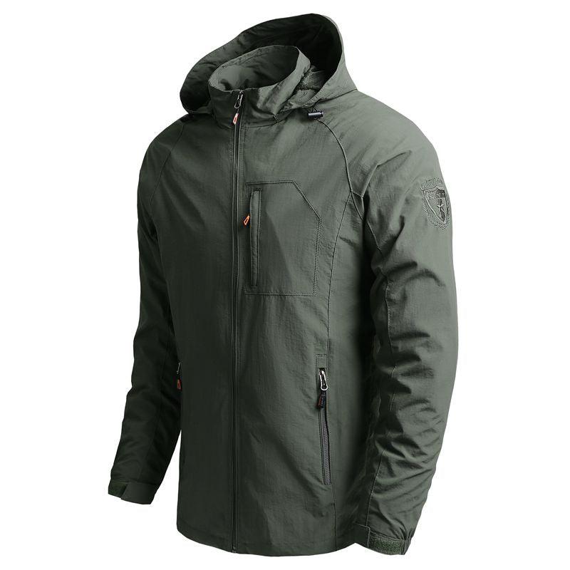 Men’s Waterproof Hooded Windbreaker Jacket – Lightweight Outdoor Hiking Coat
