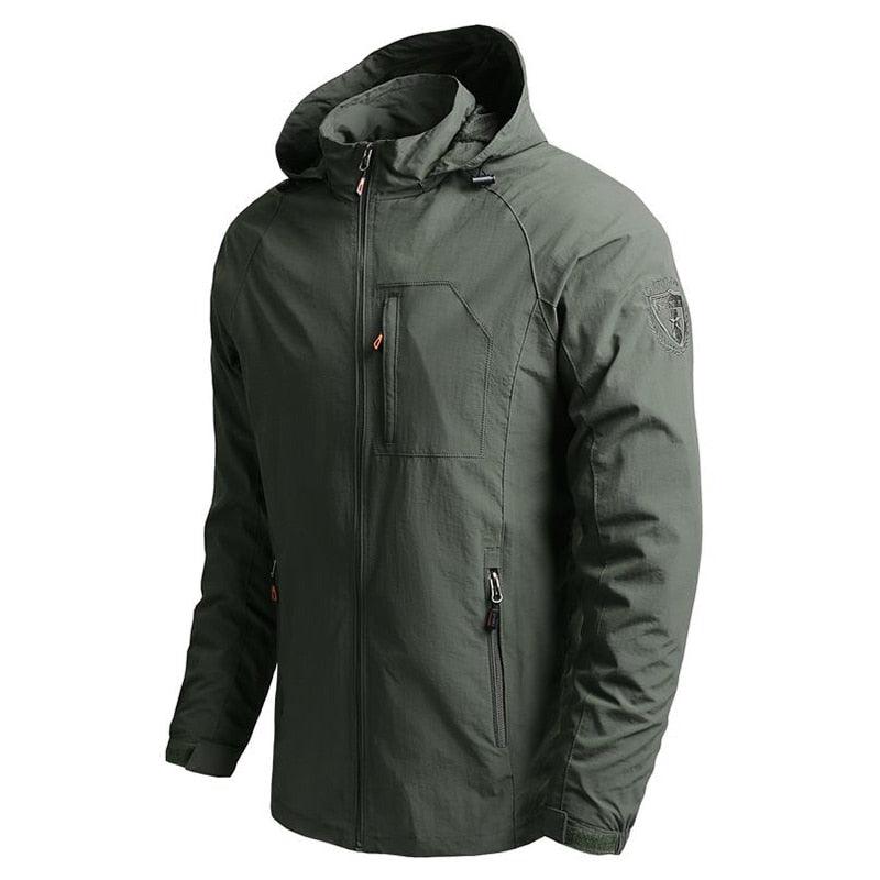 Men’s Waterproof Hooded Windbreaker Jacket – Lightweight Outdoor Hiking Coat