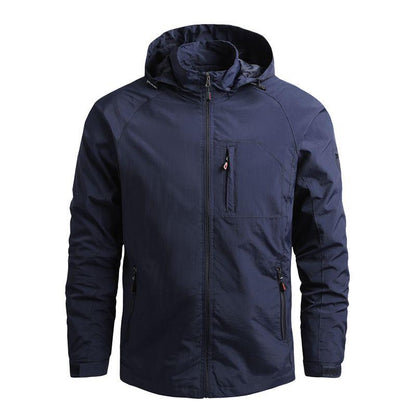 Men’s Waterproof Hooded Windbreaker Jacket – Lightweight Outdoor Hiking Coat
