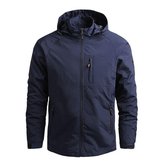 Men’s Waterproof Hooded Windbreaker Jacket – Lightweight Outdoor Hiking Coat