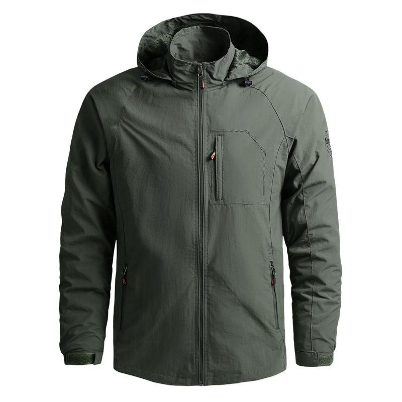 Men’s Waterproof Hooded Windbreaker Jacket – Lightweight Outdoor Hiking Coat