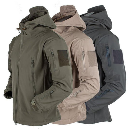 Unisex Outdoor Soft Fleece Jacket – Windproof Waterproof Hooded Coat
