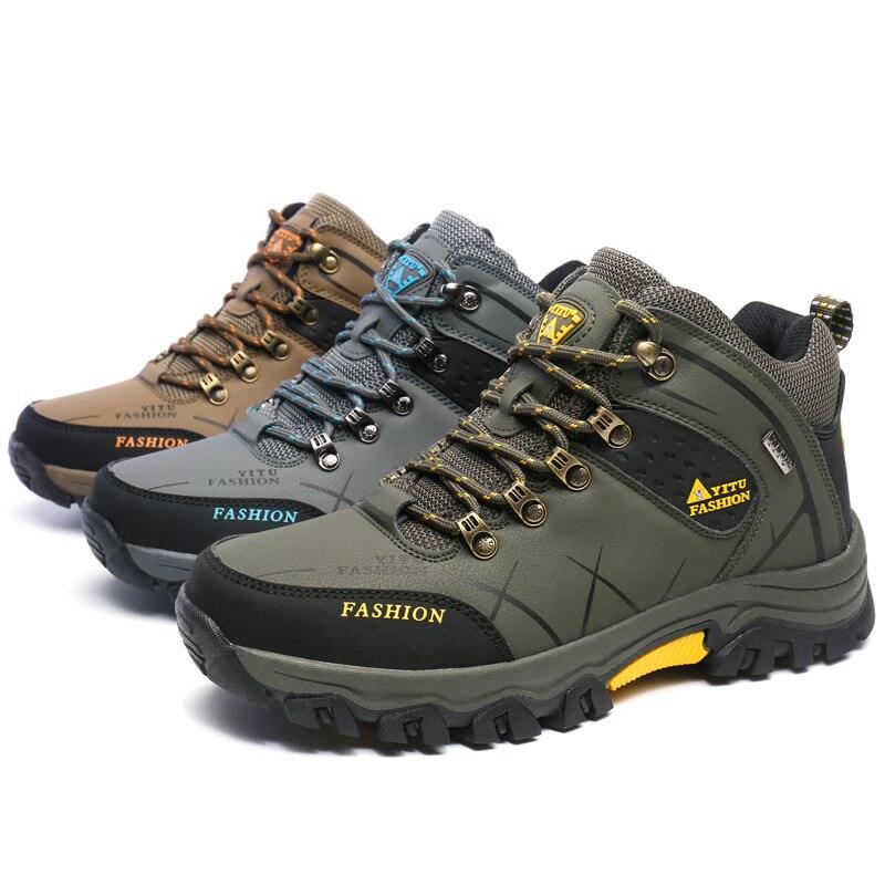 Men’s Waterproof Snow Hiking Boots – Non-Slip Winter Ankle Shoes