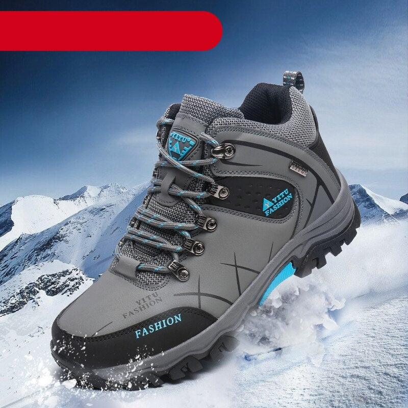 Men’s Waterproof Snow Hiking Boots – Non-Slip Winter Ankle Shoes